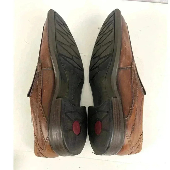 Ecco Brown Leather Slip On Loafers EU43 US 9.5‎ /10 Cognac Shoes Men\'s main image 12
